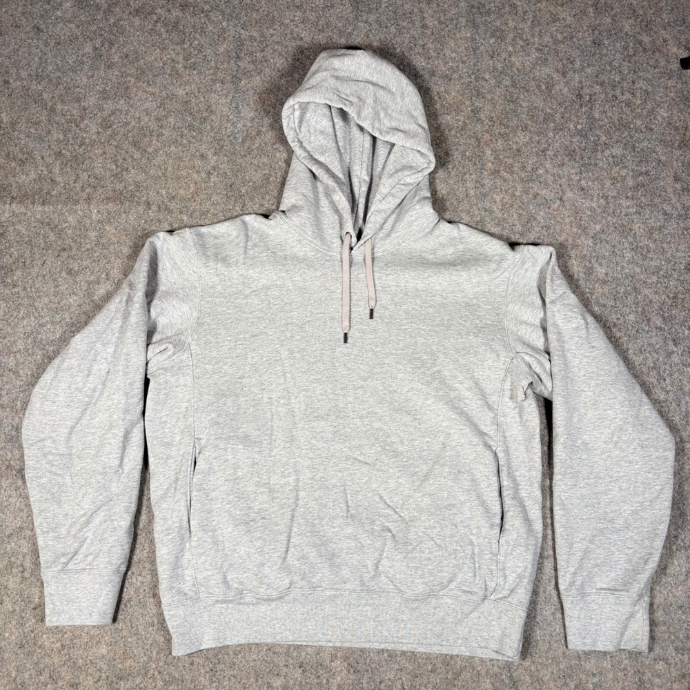 UNIQLO Japan Heavyweight Pullover Hoodie Gray Mens L Terry Metal Aglet Ribbed